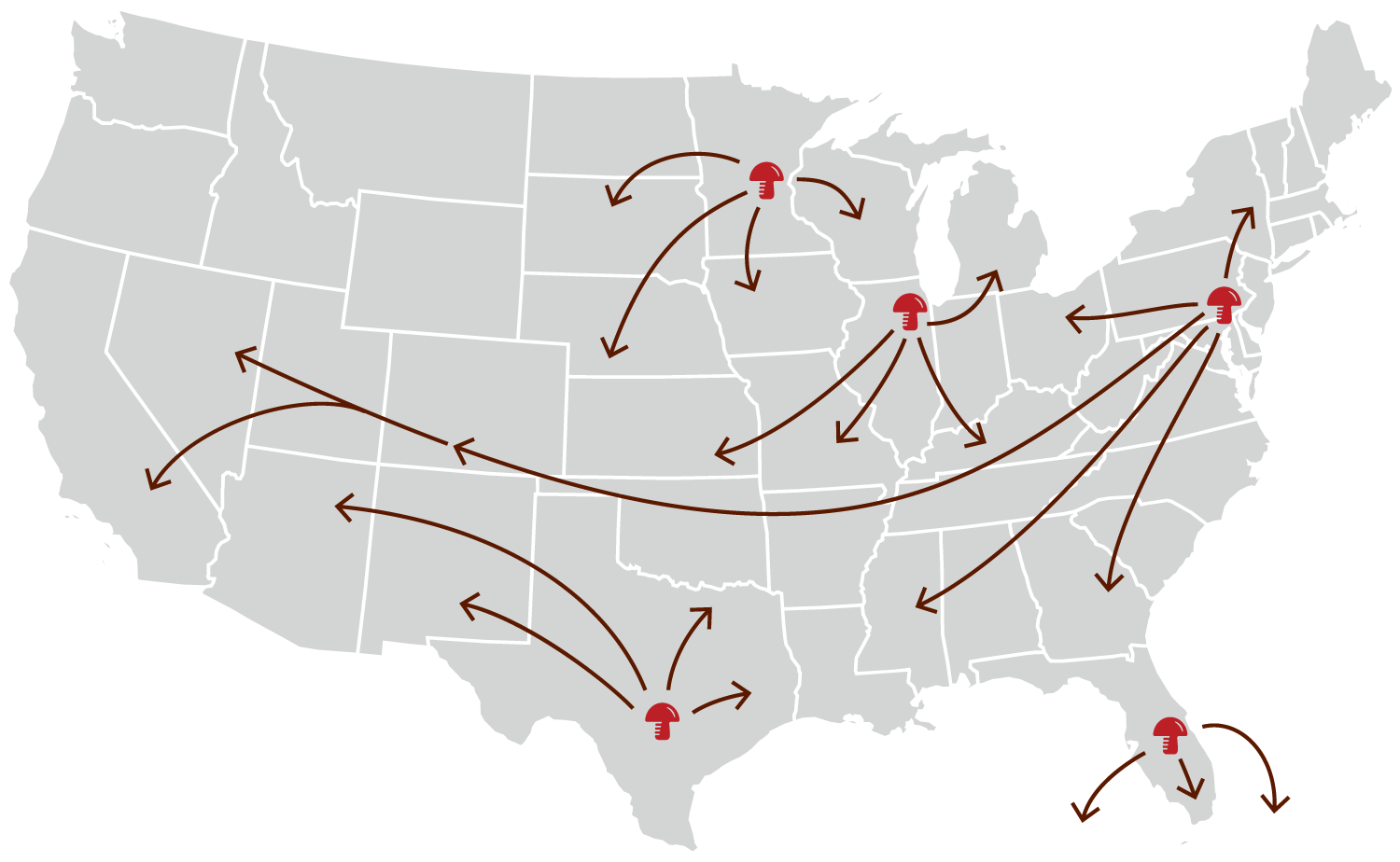 Basciani Distribution Map